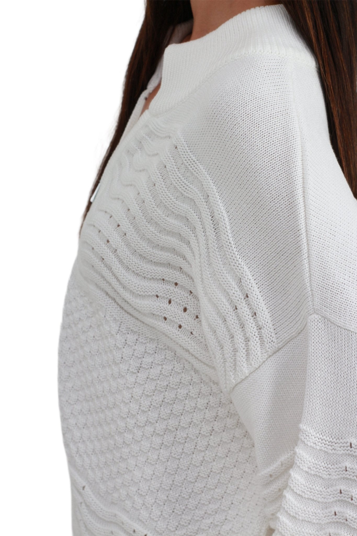 Easy Wear Lightweight Breathable Dima Knitted Zip Front Cotton White Summer Jacket - AALKAMI.London