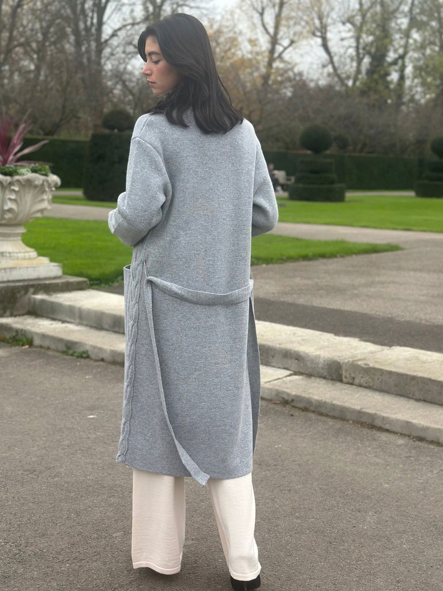 Fashion Statement Elegant Look Long Neutral Colour Everyday Wear Wool Cardigan - AALKAMI.London