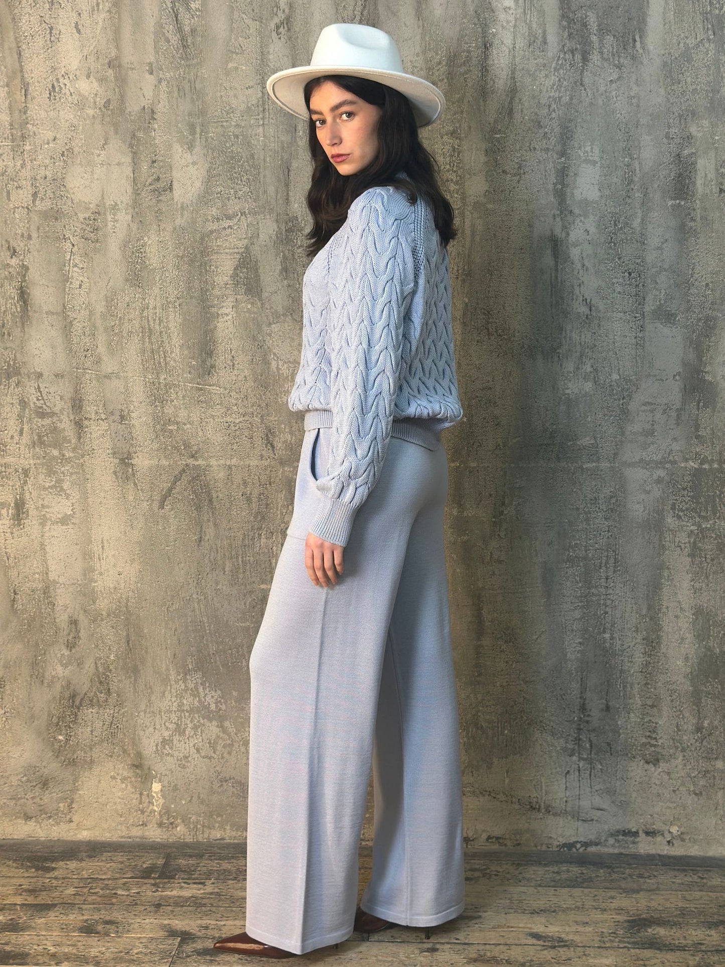 Ethically Made Classic Look Luxury Merino Wool Cable Knit Crew Neck Knitted Jumper - AALKAMI.London