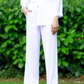 White Lightweight Straight Fit High Waist Linen Summer Trousers - AALKAMI.London 