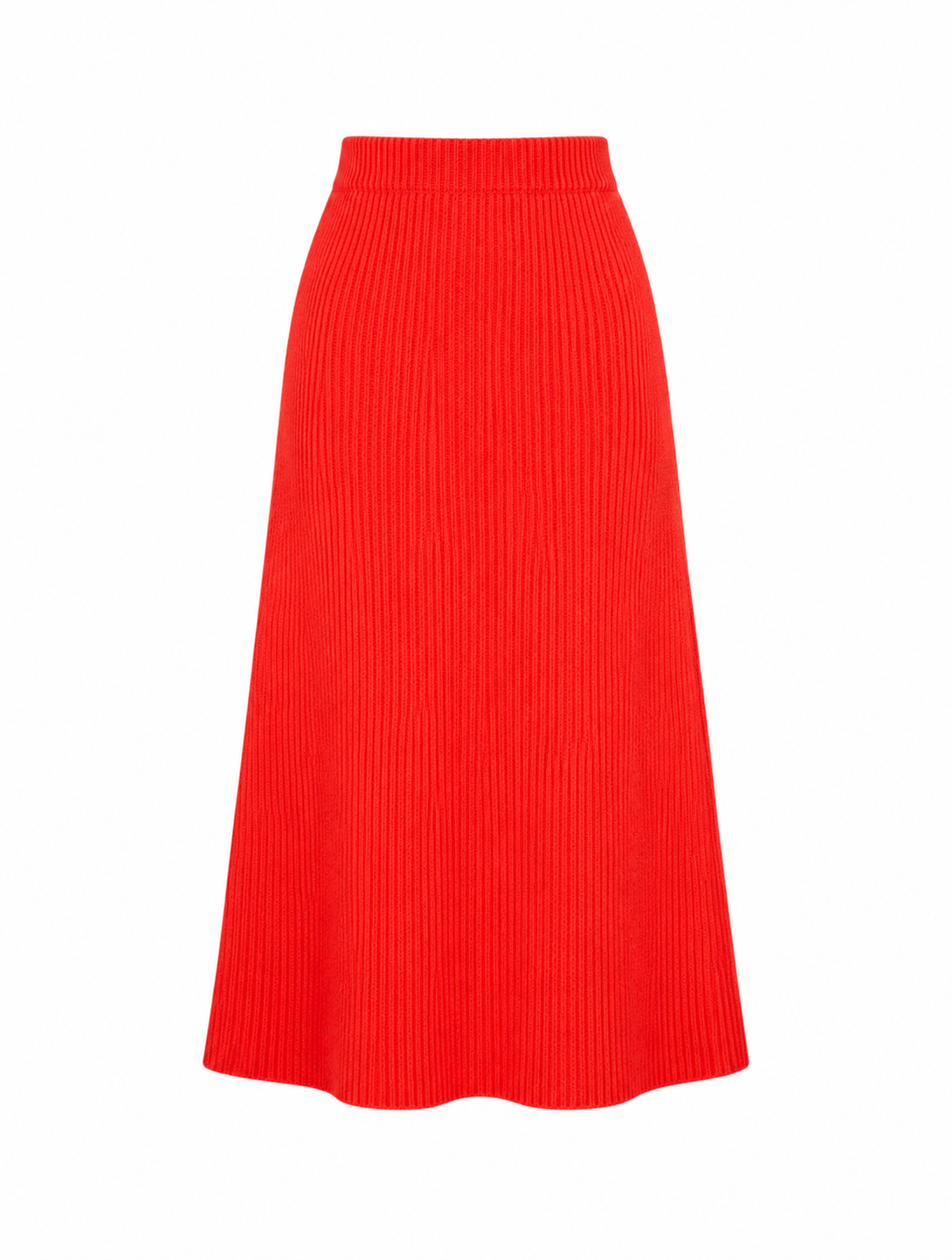 Breathable Pull On Red A-Line Ribbed MAXI Summer Skirt - AALKAMI.London