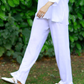 Breathable Relaxed Fit Elasticated Waistband White Linen Summer Trousers - AALKAMI.London
