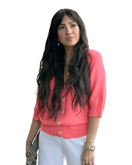 Summer Breathable Relaxed Fit V-Neck Front Buttons Cotton Cardigan - Aalkami.London