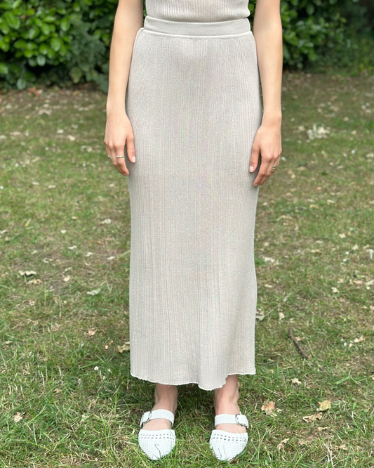 Classic Fit Elasticated Waistband Cotton Breathable Ribbed Pencil Summer Skirt - AALKAMI.London