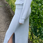 Classic Sustainable Straight Fit Side Slit Winter Grey Wool Skirt - AALKAMI.London
