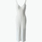 Lightweight Classic Fit White Ribbed Sleeveless Cotton Summer Dress - AALKAMI.London