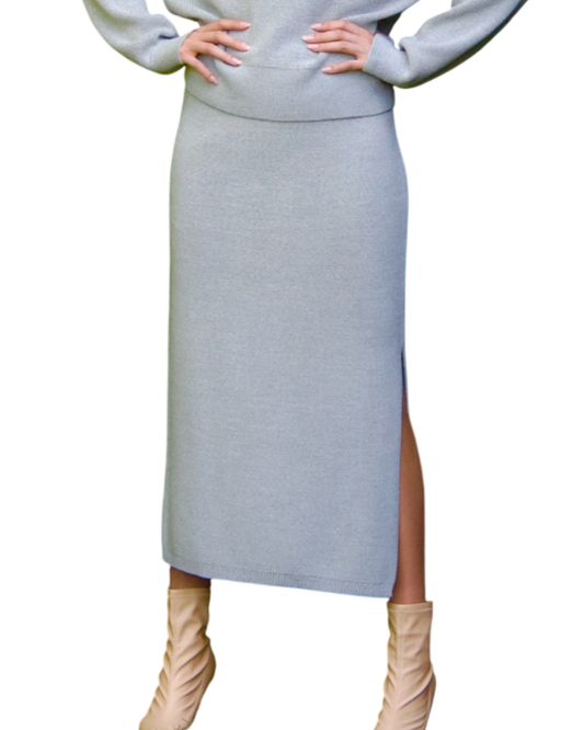 Elegant Stylish Warm Versatile Knitted Grey Wool Skirt - AALKAMI.London