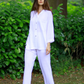 Breathable Straight Fit Side Pockets High Waist Cotton Linen Summer White Trousers - AALKAMI.London