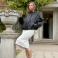 Soft Leather Jacket Textured Lambskin Gathered Cuffs Elasticated Hem Oversized Fit - AALKAMI.London