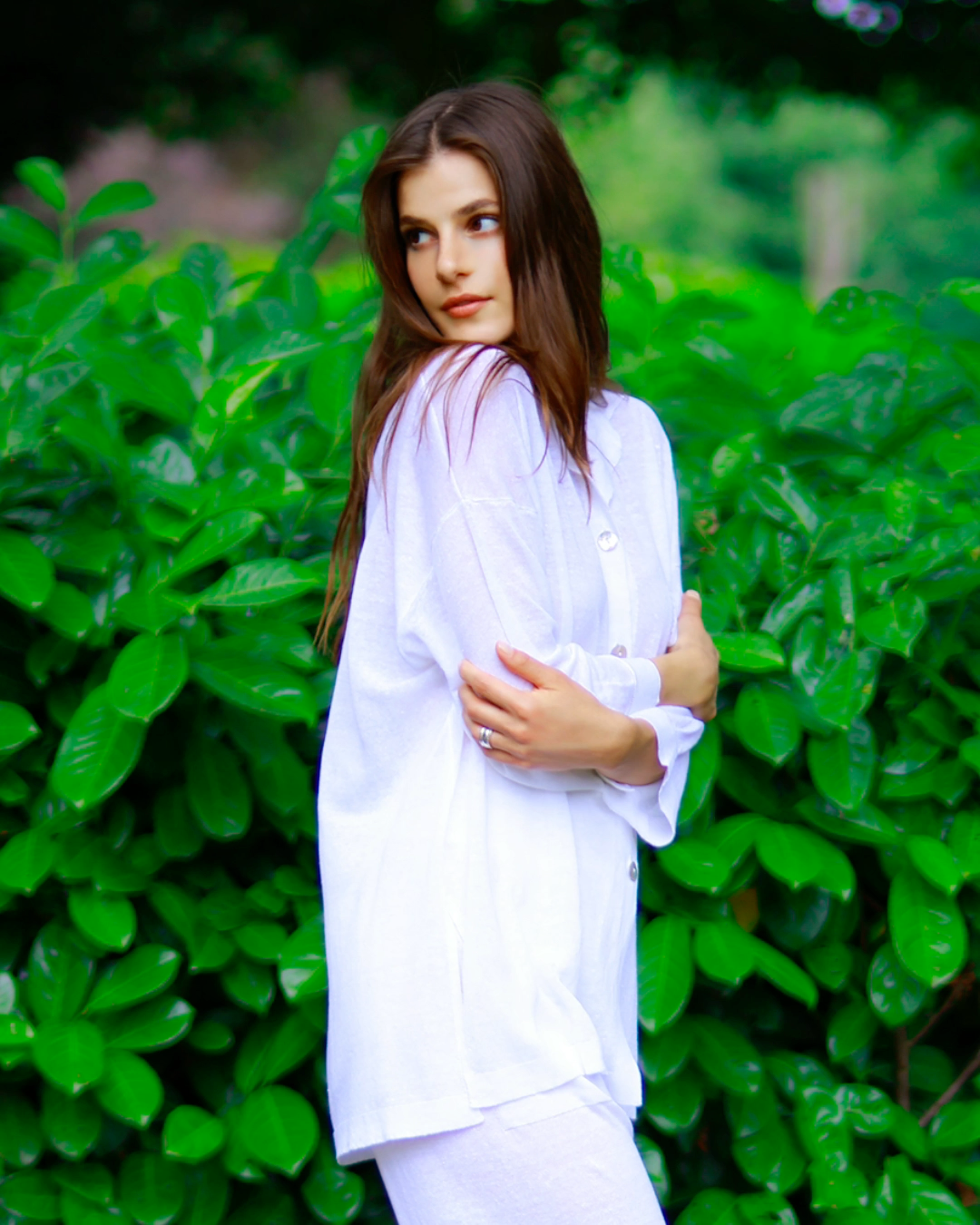 Women’s Cotton Lightweight Relaxed Fit Front Buttons White Linen Summer Shirt - AALKAMI.London 