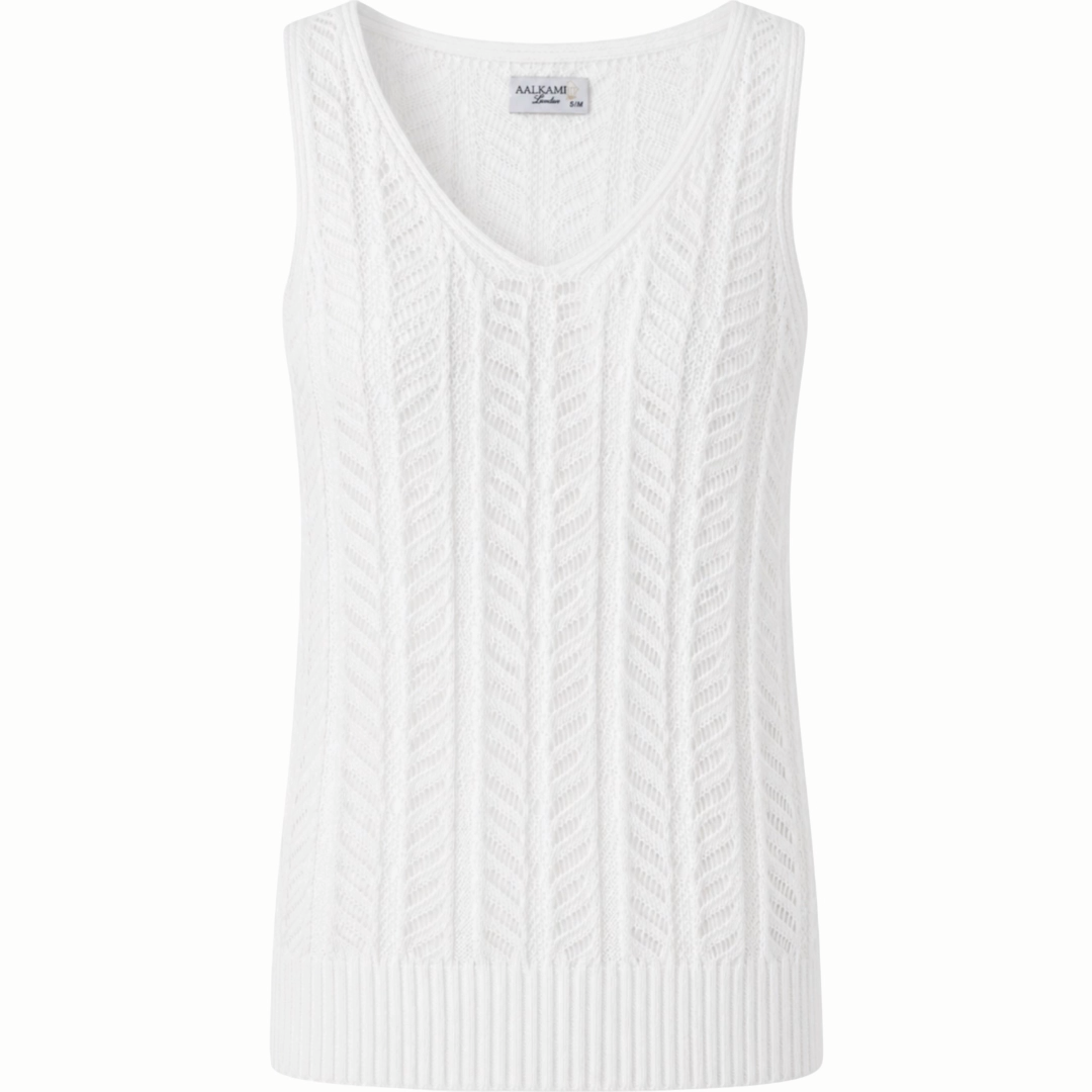 Cotton Linen Breathable Relaxed Fit V-Neckline White Summer Top - AALKAMI.London