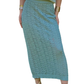 Open-Knit Linen MAXI Straight Summer Skirt Turquoise Colour - AALKAMI.London