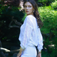 Breathable Crew Neck Long Sleeves Open Work Design Elegant Relaxed Fit Summer Top - AALKAMI.London