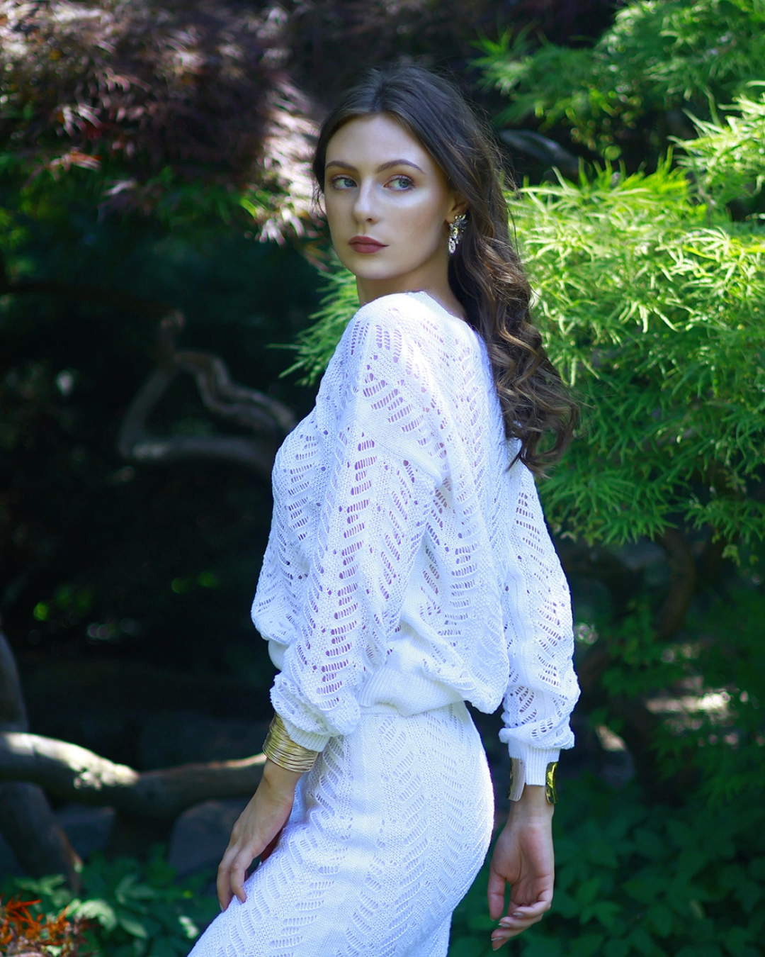 Breathable Crew Neck Long Sleeves Open Work Design Elegant Relaxed Fit Summer Top - AALKAMI.London