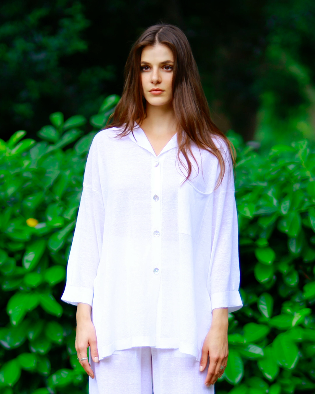 Relaxed Fit Breathable Front Closure White Linen Summer Shirt - AALKAMI.London