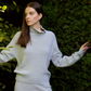 Ethically Made Women’s High Neck Winter Wool Jumper In Grey - AALKAMI.London