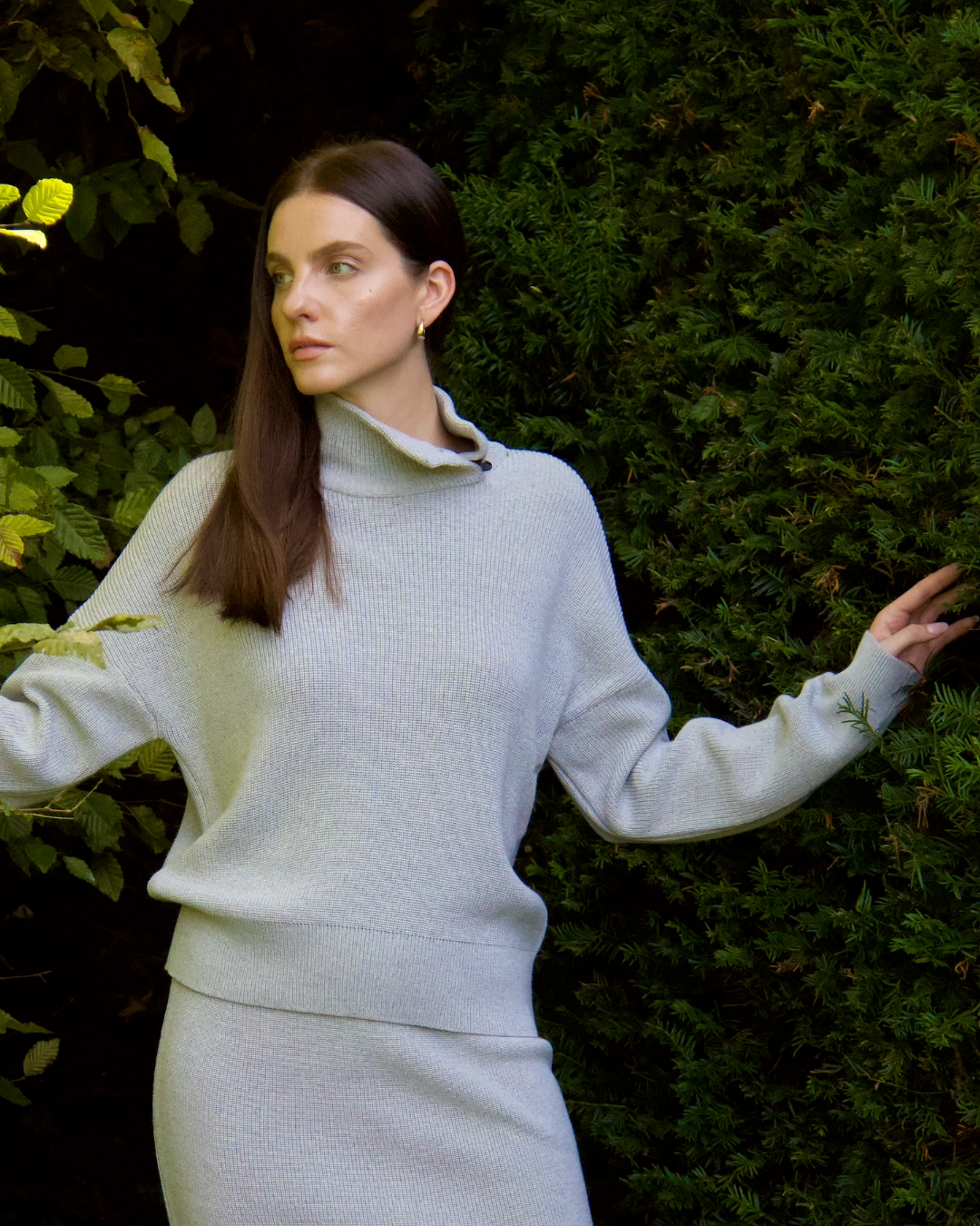 Ethically Made Women’s High Neck Winter Wool Jumper In Grey - AALKAMI.London