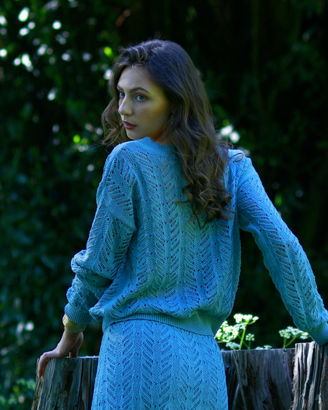 Classic Fit Round Neck Lightweight Long Sleeves Summer Top In Turquoise - AALKAMI.London