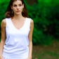 V-Neck Sleeveless Breathable Cotton Summer White Top - AALKAMI.London 