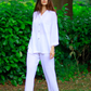 Women’s Relaxed Fit Cotton Short Sleeve Summer White Linen Shirt - AALKAMI.London
