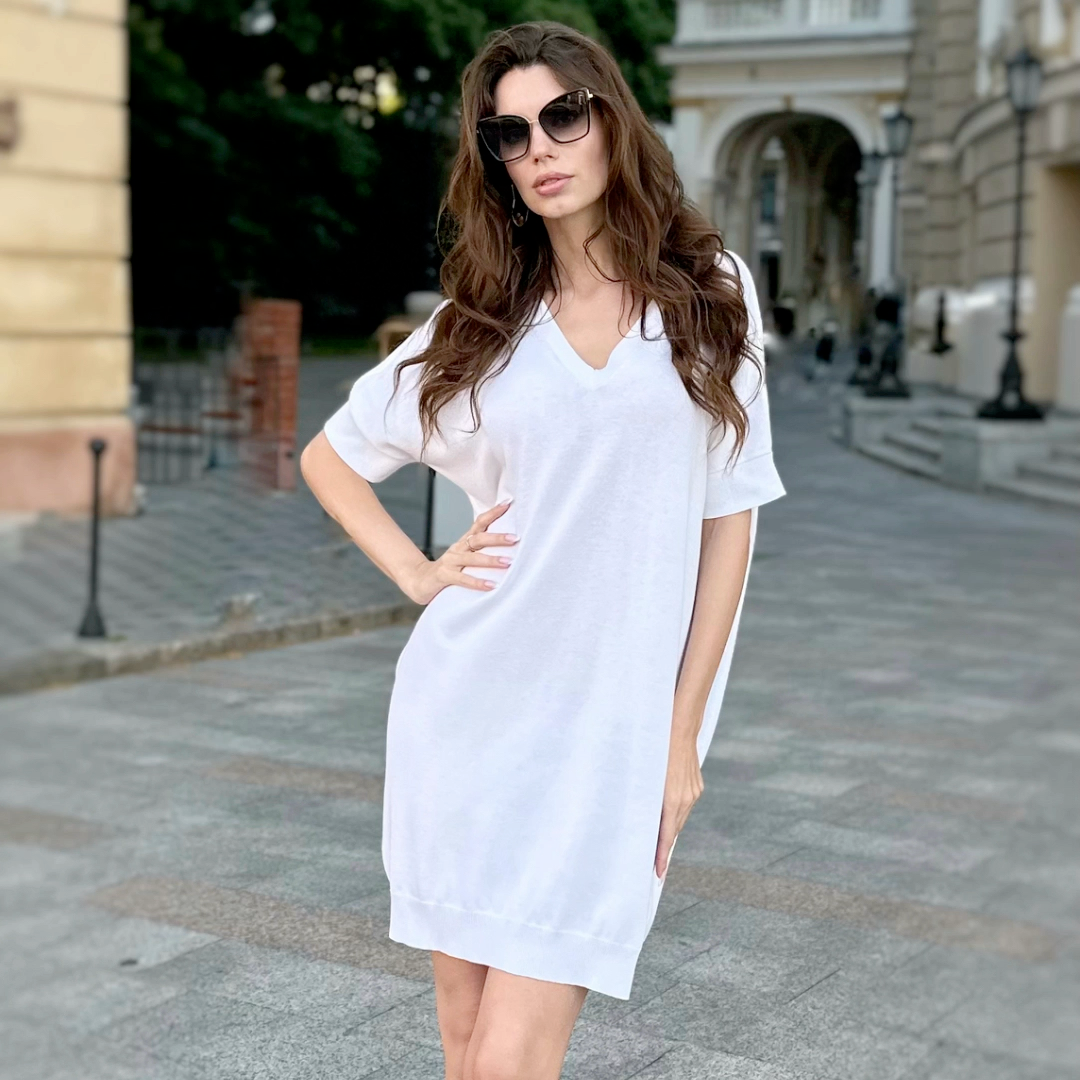 Adrienne Short Cotton Dress - AALKAMI.London
