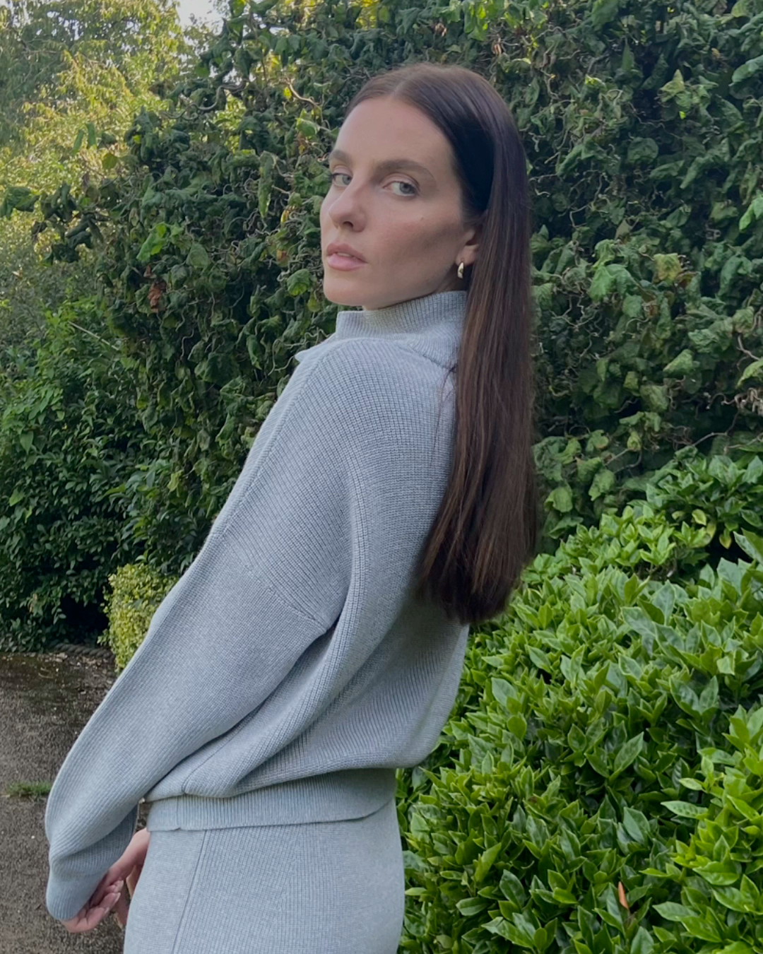 Elegant Soft Classic Fit High Neck Wool Jumper In Grey - AALKAMI.London