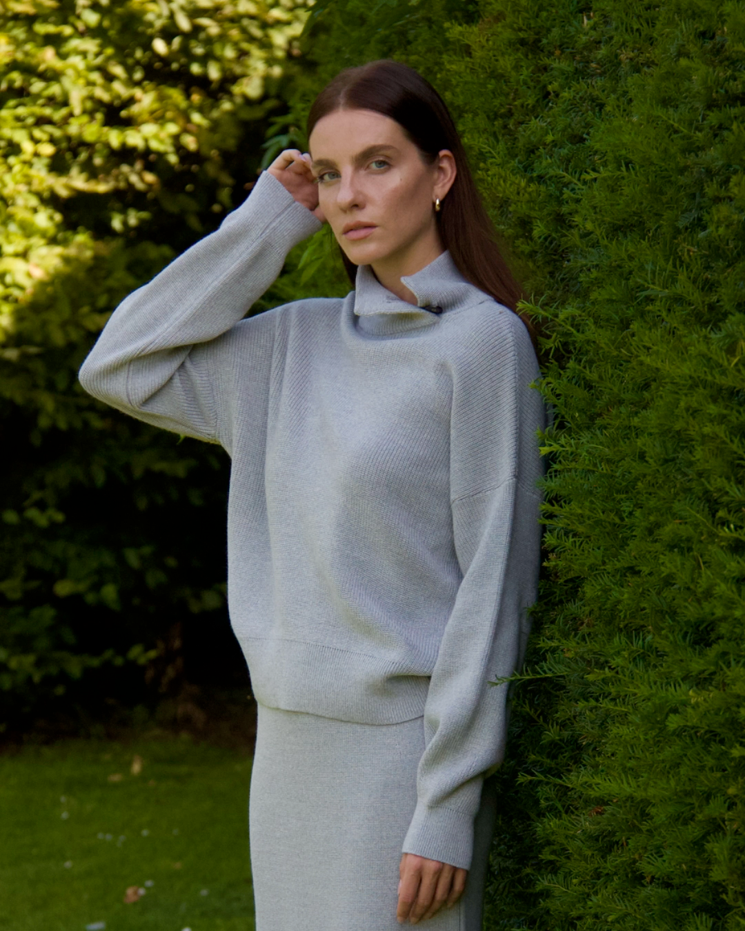 Ethically Made Women’s High Neck Winter Wool Jumper In Grey - AALKAMI.London