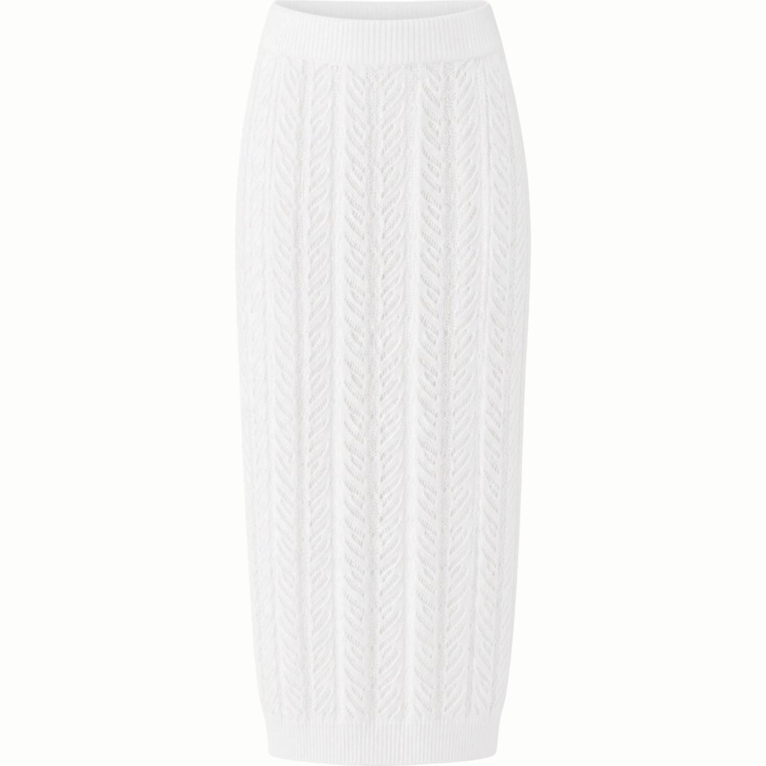 Lightweight Classic Open-Knit Linen MAXI Pencil Summer Skirt in White - AALKAMI.London