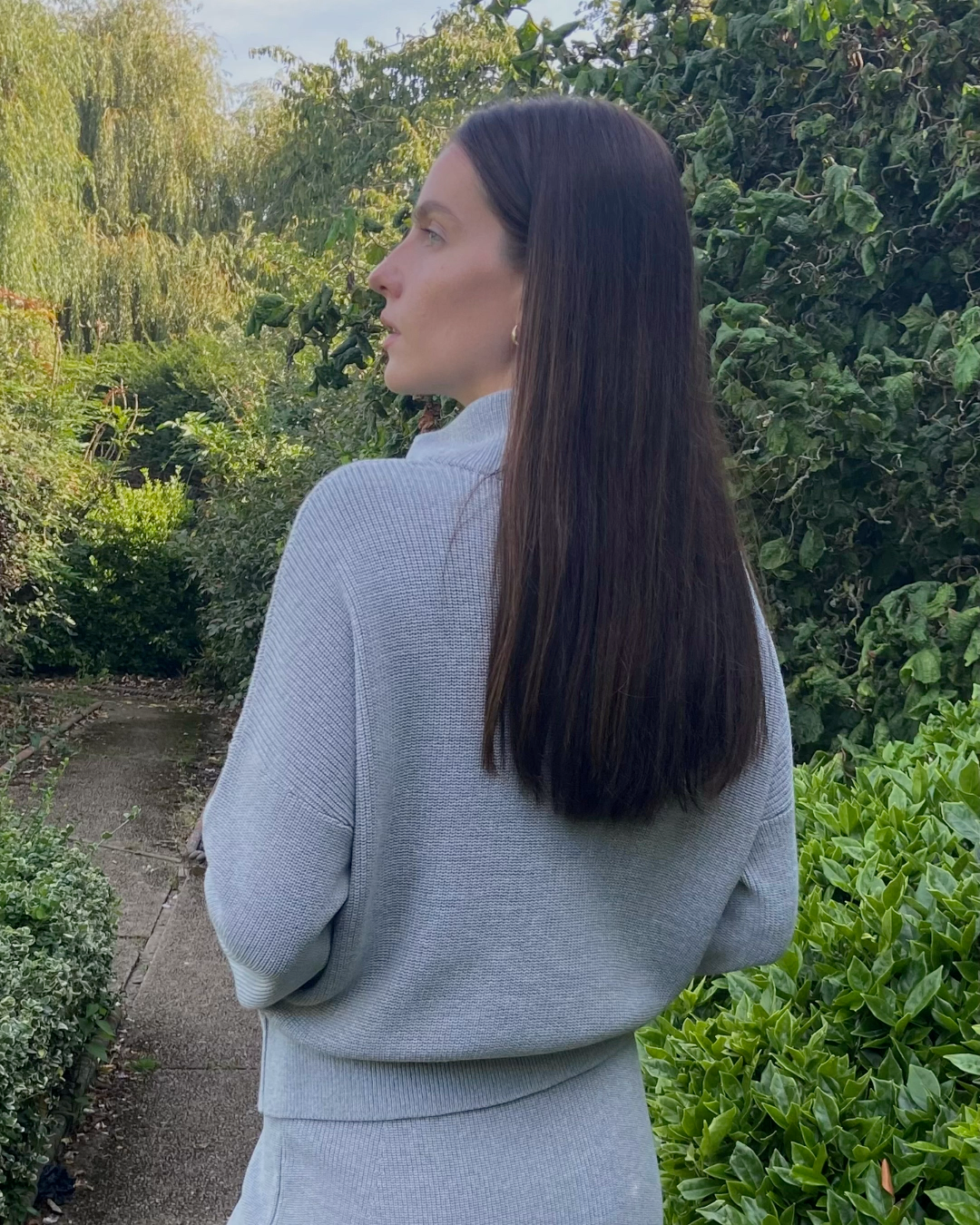 Sustainable Relaxed Fit High Neck Wool Jumper In Grey - AALKAMI.London