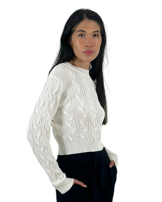 Cable-Knit Cotton Crewneck Jumper - AALKAMI.London