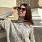 Spring Weekend Elegant Style Cable Knit High Neck Lightweight Wool Jumper Dress - AALKAMI.London