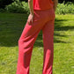 Breathable Knitted Loose Fit Coral Wide Leg Summer Trousers - AALKAMI.London