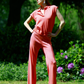 Classic Fit Soft Knitted Coral Wide Leg Summer Trousers - AALKAMI.London