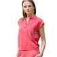 Breathable Loose Fit Knitted Cotton Coral Summer Polo Top - AALKAMI.London