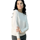 Classic Silhouette Long Sleeves Knitted Ribbed White Crew Neck Cotton Top - AALKAMI.London