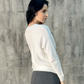 Loose Fit Round Neck Knitted Long Sleeve Cotton White Top - AALKAMI.London