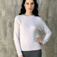 Cotton Knitted Crew Neck Long Sleeve Light Pink Top - AALKAMI.London