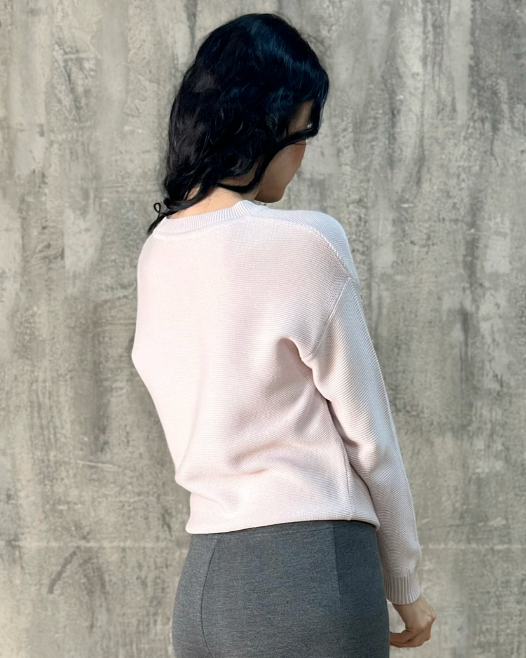 Long Sleeve Classic Fit Cotton Knitted Crew Neck Top - AALKAMI.London