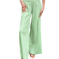 Summer Breathable Relaxed Fit Knitted Cotton Mint Wide Leg Trousers - AALKAMI.London