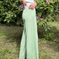 Classic Relaxed Silhouette Knitted Cotton Mint Wide Leg Trousers - AALKAMI.London