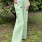 Lightweight Summer Classic Knitted Cotton Mint Wide Leg Trousers - AALKAMI.London