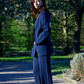 Elegant Fit Light Knitted Cotton Navy Double-Breasted Women’s Summer Blazer - AALKAMI.London