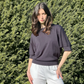 Soft Breathable Relaxed Fit Knitted Cotton Navy Open Back Summer Top - AALKAMI.London