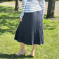 Cotton Navy Ribbed MIDI Skirt - AALKAMI.London