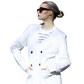 Classic Design Relaxed Silhouette Cotton White Knitted Double-Breasted Women’s Summer Blazer - AALKAMI.London