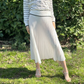 Lightweight Soft Cotton White Ribbed MIDI Summer Skirt - AALKAMI.London