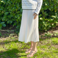 Airy Classic Knitted Soft Cotton White Ribbed MIDI Summer Skirt - AALKAMI.London