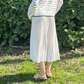 Elegant Style A-Line Design Soft Cotton White Ribbed MIDI Summer Skirt - AALKAMI.London