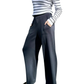 Summer Lightweight Soft Elasticated Waistband Cotton Knitted Wide Leg Trousers - AALKAMI.London