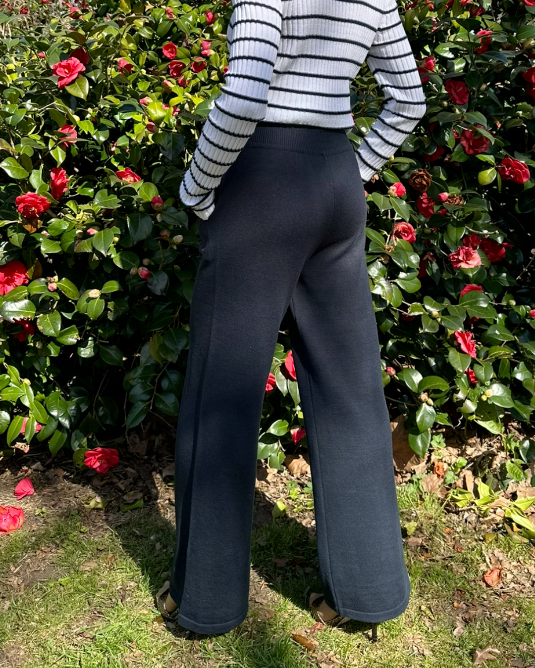 Relaxed Fit Lightweight Summer Knitted Cotton Wide Leg Trousers - AALKAMI.London